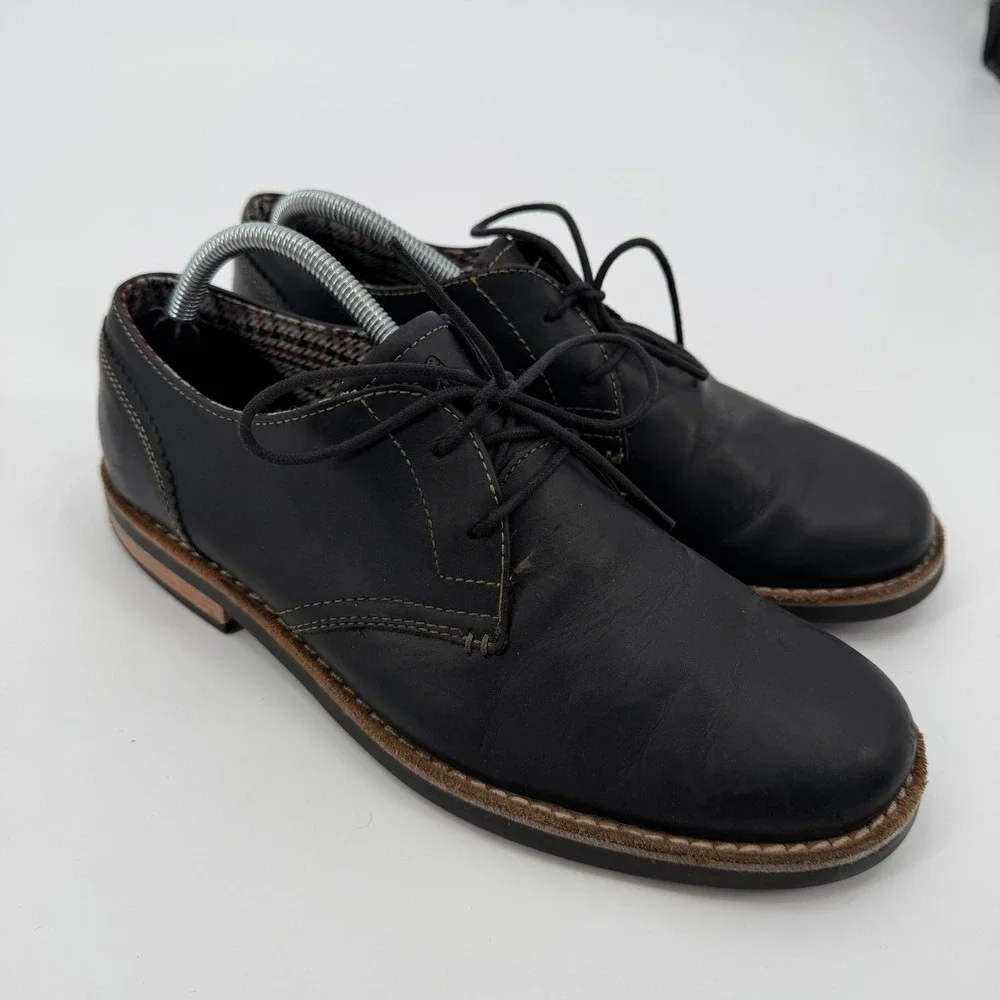 Original Penguin Munsingwear Black Leather Derby Dress Shoes Lace Up Round Toe‎